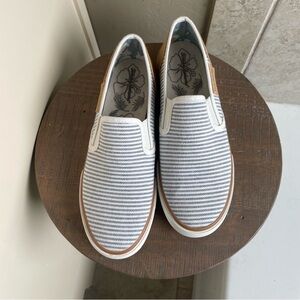 Tommy Bahama Gray and White Striped Slip On Sneaker